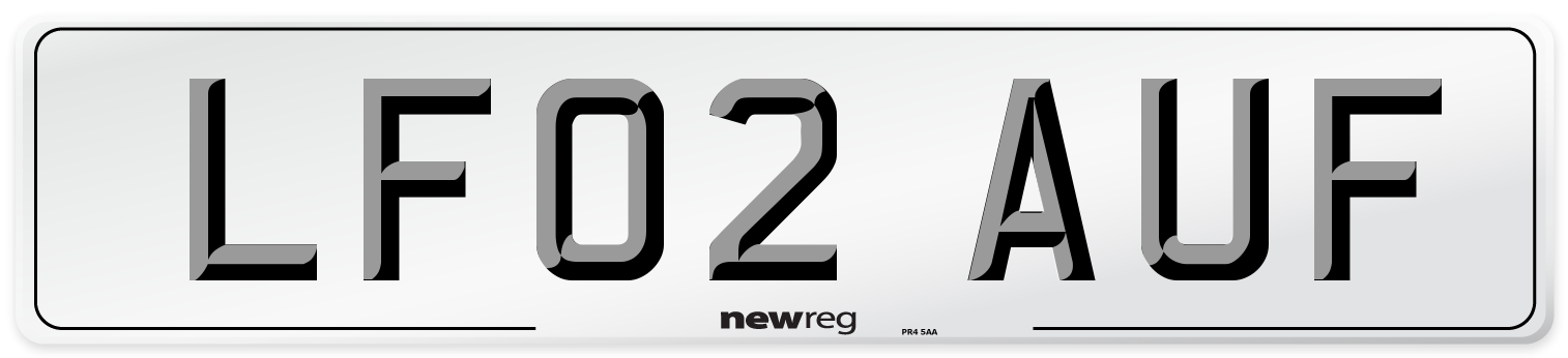 LF02 AUF Number Plate from New Reg